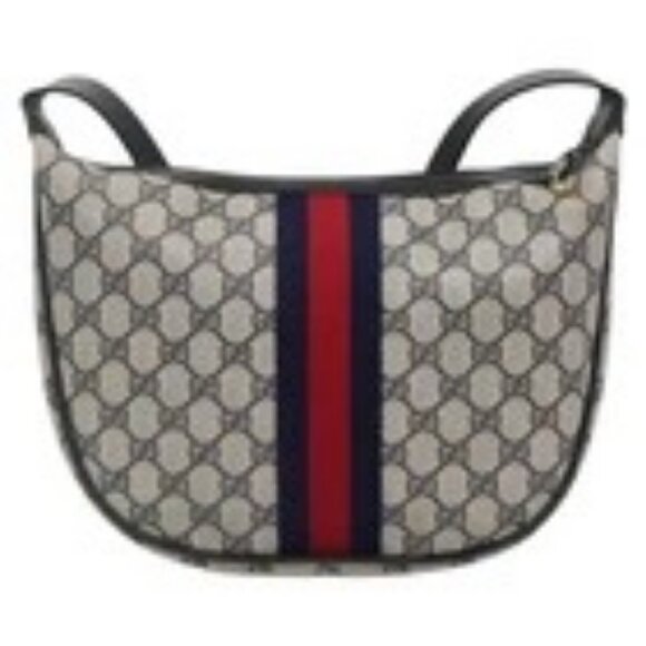 GUCCI GG Supreme Sherry Line Shoulder Bag PVC Navy Red 41 02 008 Auth BD467 - Picture 2 of 16